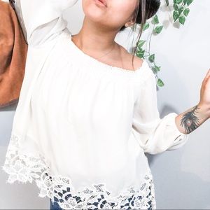 2 for $20 | Lush lace trim off shoulder top